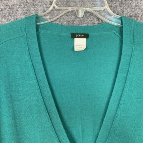 J Crew 100% Merino Wool Cardigan Sweater Women S Green Grandpa Core 6 Button - Picture 8 of 14